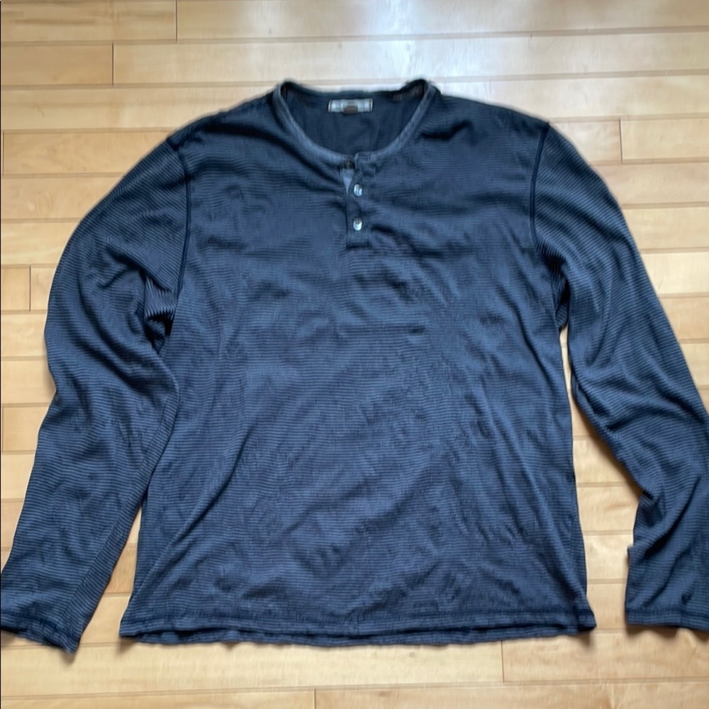 John Varvatos Gray Striped Henley